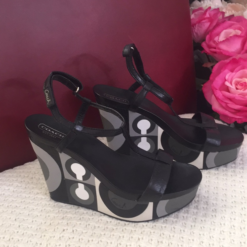 Coach “ANETTE” B&W Retro Design Wedges/Platforms